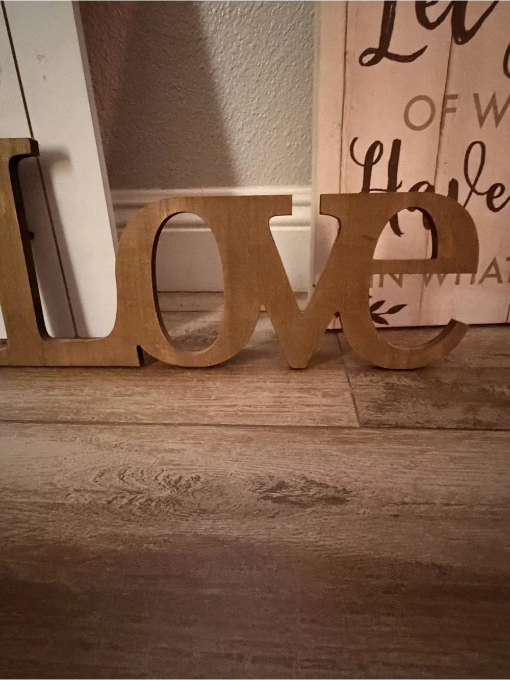 Wooden 'Love' Wall Decor - Gold Finish